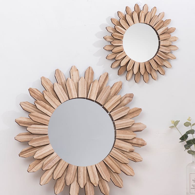 European-style Solid Wood Handmade Finish Hanging Mirror Homestay Hotel Entrance Decoration Hanging view 5