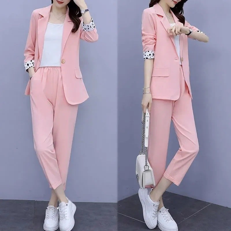 Flab Hiding Loose Temperament Slimming Coat Two-piece Set view 2