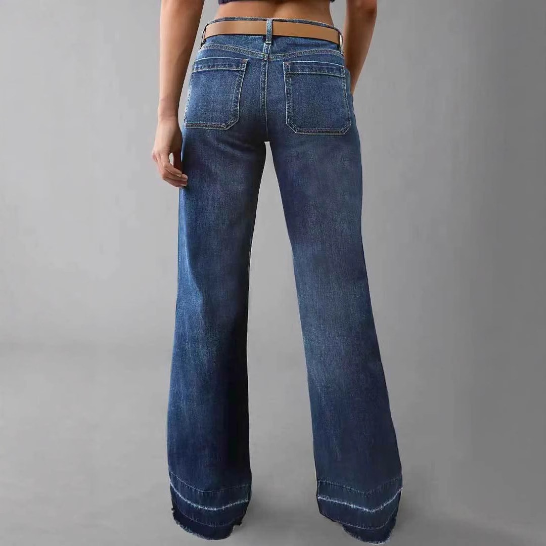 Retro High Waist Straight Loose Slimming And All-matching Jeans view 6