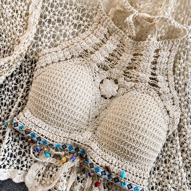 Cardigan Jacket High Waist Crocheted Shorts Beach Holiday Hot Spring Casual Suit view 9