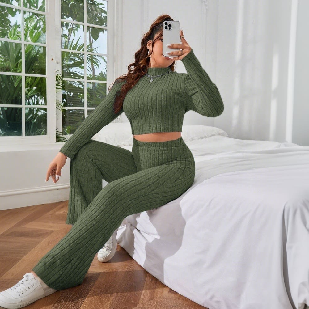 Autumn And Winter Solid Color Comfortable Slim Fit Two-piece Suit view 5
