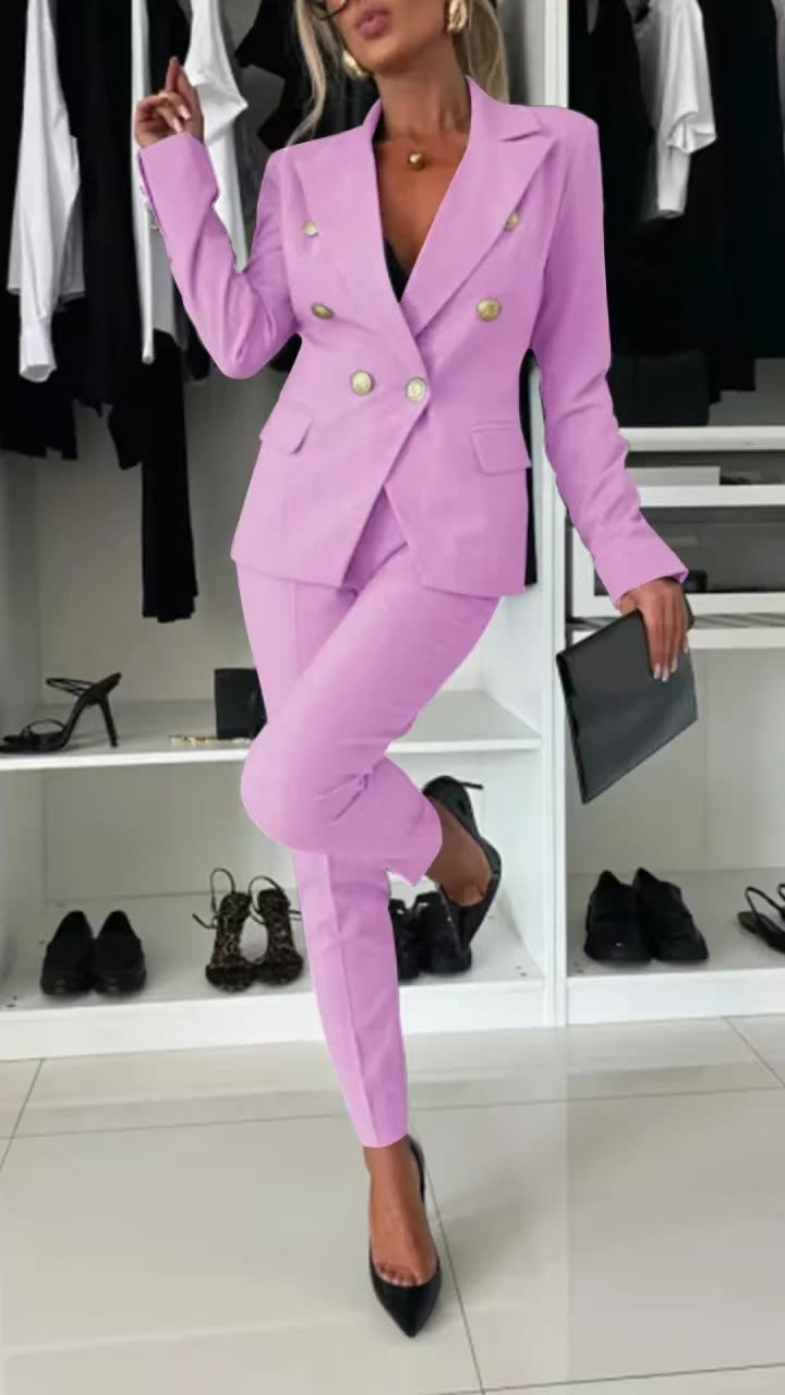 New All-matching Casual Suit Lapel Button-down Jacket And Slim-fit Trousers For Women's Office Business Set Clothing view 12