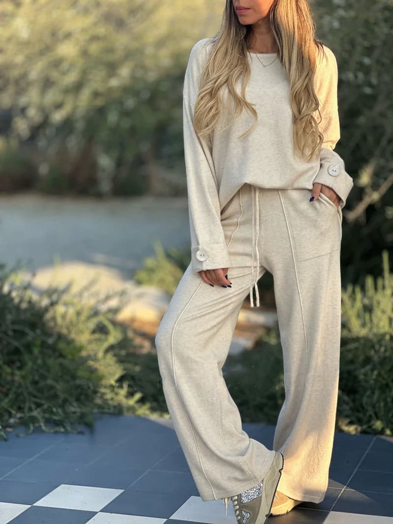New Fashion Casual Suit Solid Color Long Sleeve Wide Leg view 4