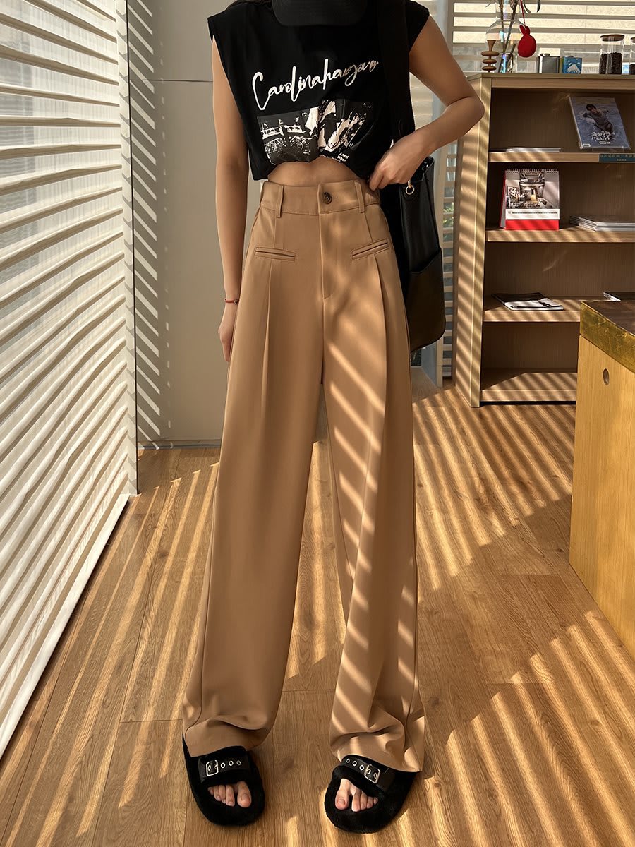 Casual High Waist Drooping Suit Mopping Purple Pants view 7