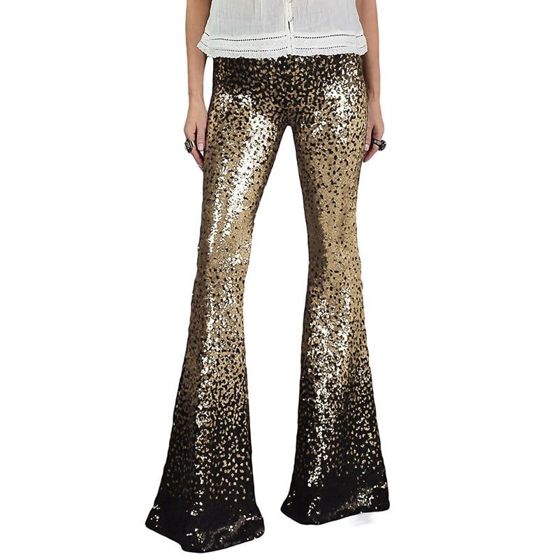 Gradient Color Wide Leg European And American High Waist Slim-fit Sequined Flared Pants view 12