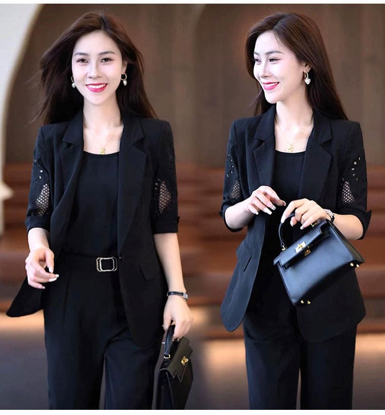 Business Suit Short-sleeved Harem Pants Thin Three-piece Suit view 4