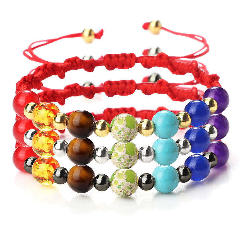 Colorful Stone Beads Bracelet Yoga Woven Hand Strap view 6