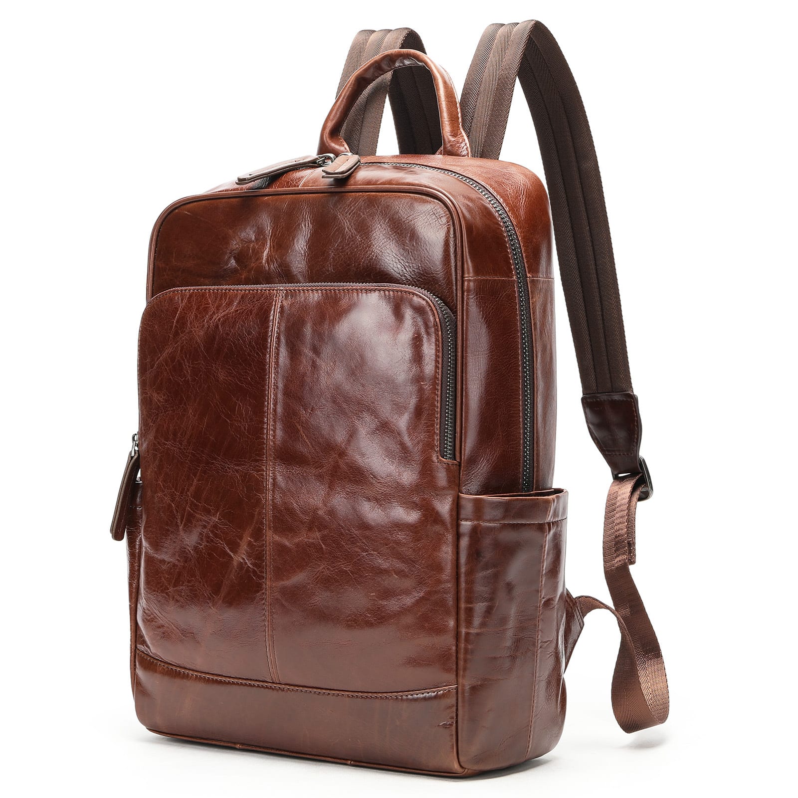 Genuine Leather Men's Backpack Business view 6
