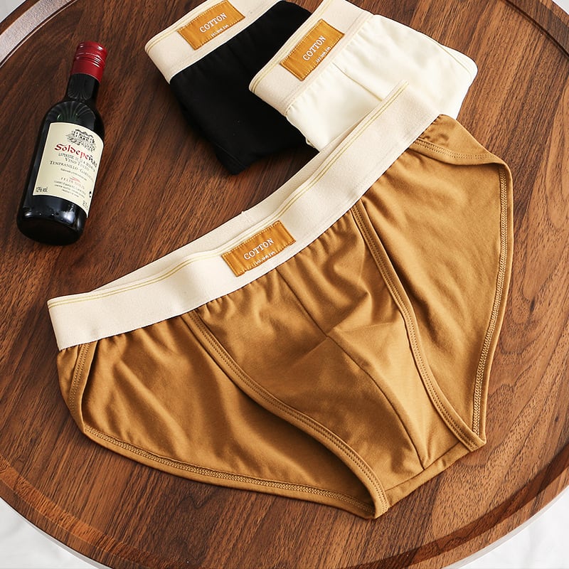 Loose Men's Solid Color Cotton Briefs view 6