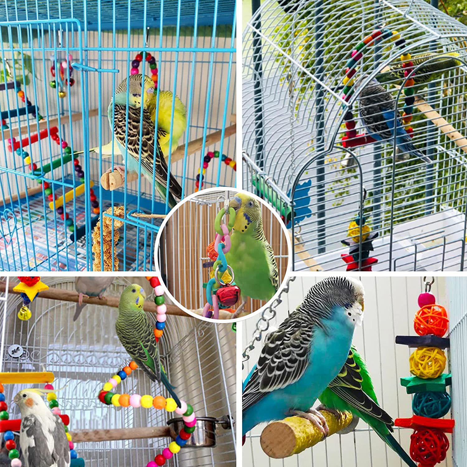 7PCs Parrot Toys Bird Cage Accessories view 6