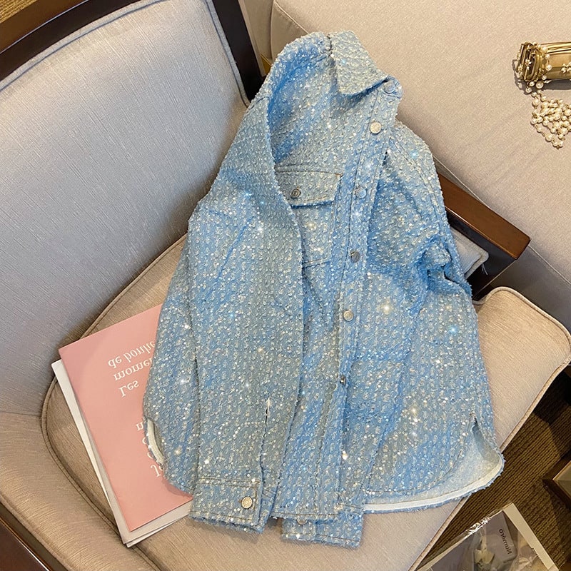 Women's Loose Casual Sequin Short Jacket view 5