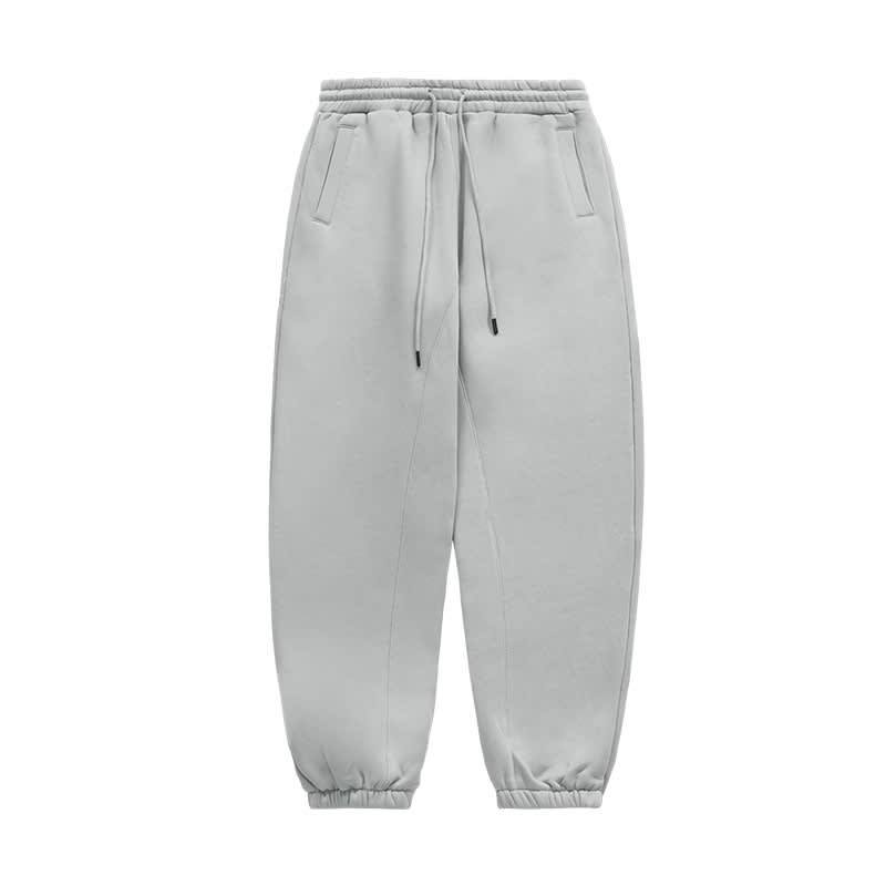 Fleece-lined Thick Hooded Solid Color Hoodie Suit view 6