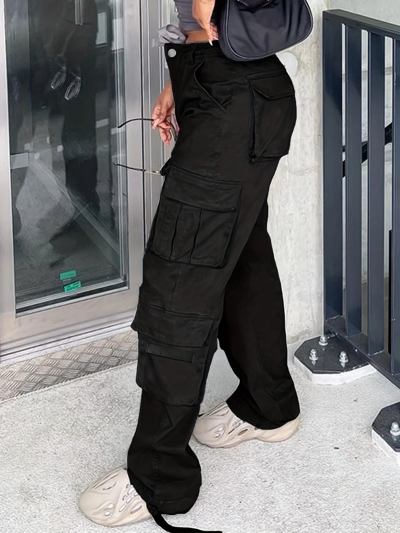 Street Multi-pocket Cargo Pants Mop Pants Solid Color Loose view 5