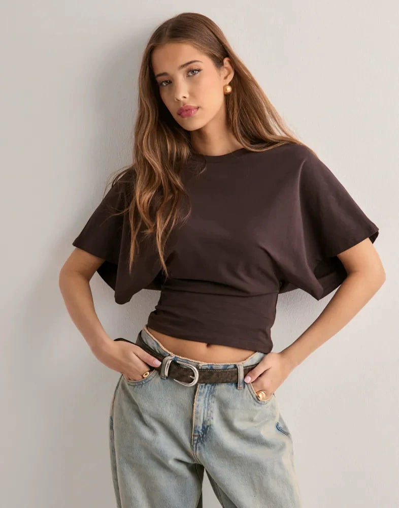 Round Neck Pullover Short Sleeve T-shirt Women's Solid Color Loose Top view 5
