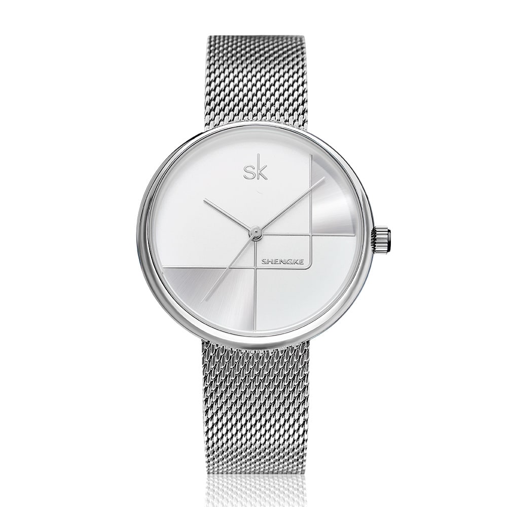 Women's Fashion Simple Geometric Quartz Watch Mesh Strap Watch view 8