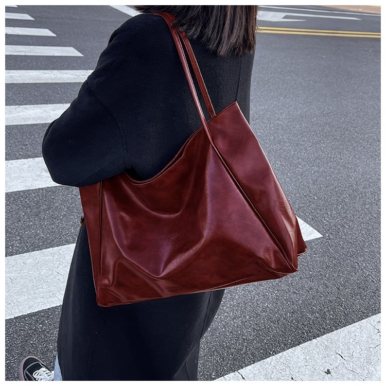 Vintage Women's Tote Bag Athletic Casual Fashion Large Capacity Leather Shoulder Bag Shopper Harajuku Simple Handbag view 36