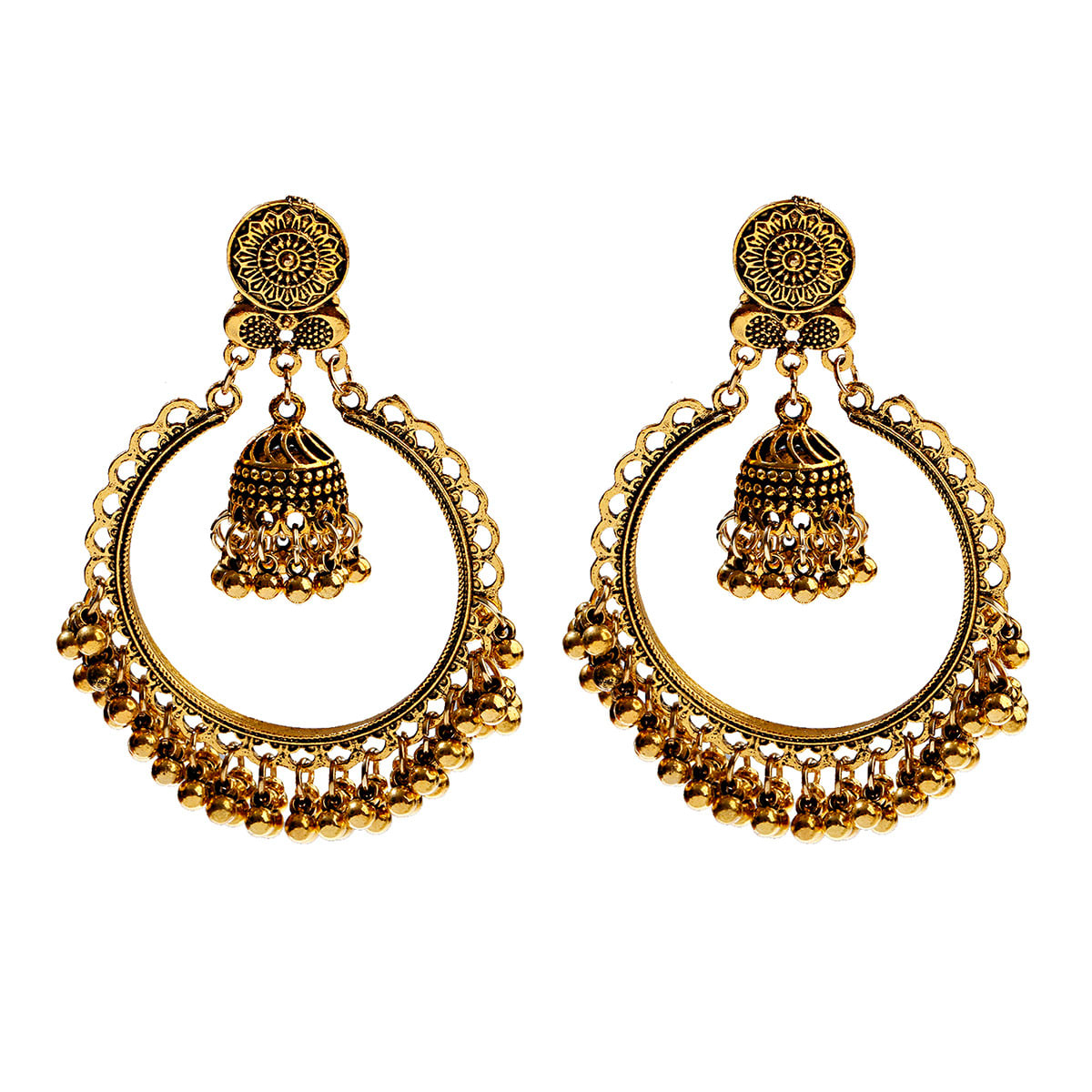 Bohemian Retro Ethnic Style Earrings Exaggerated Bell view 6