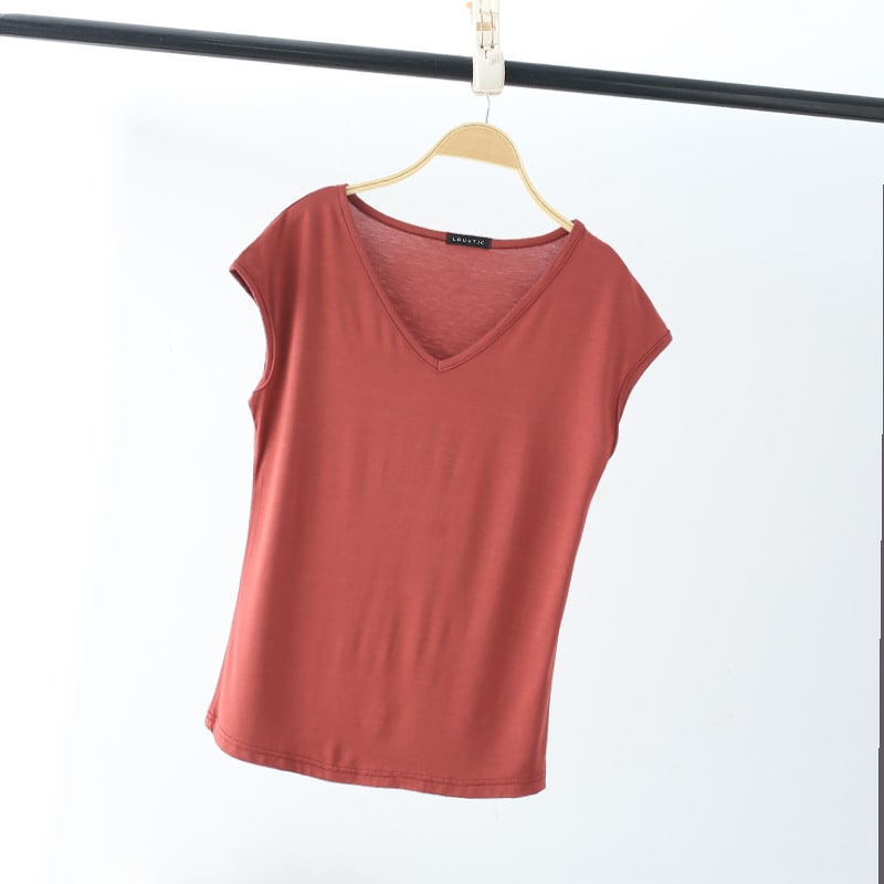 Solid Color And V-neck Sleeveless Loose Women's T-shirt Casual Bottoming Shirt Inner Wear Blouse view 27
