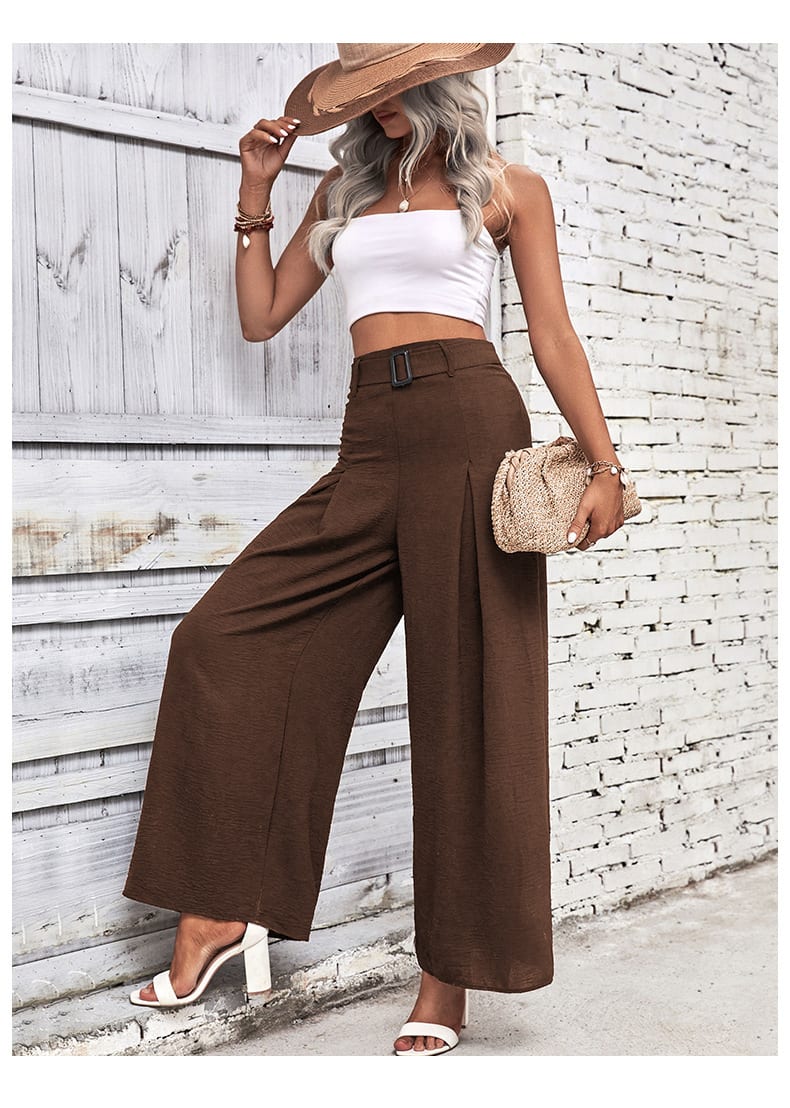Foreign Trade High Waist Wide Leg Casual Trousers view 19