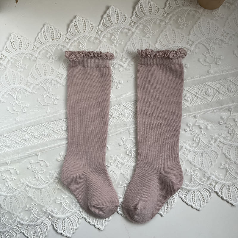 Mid-calf Lace Combed Cotton Baby Socks view 3