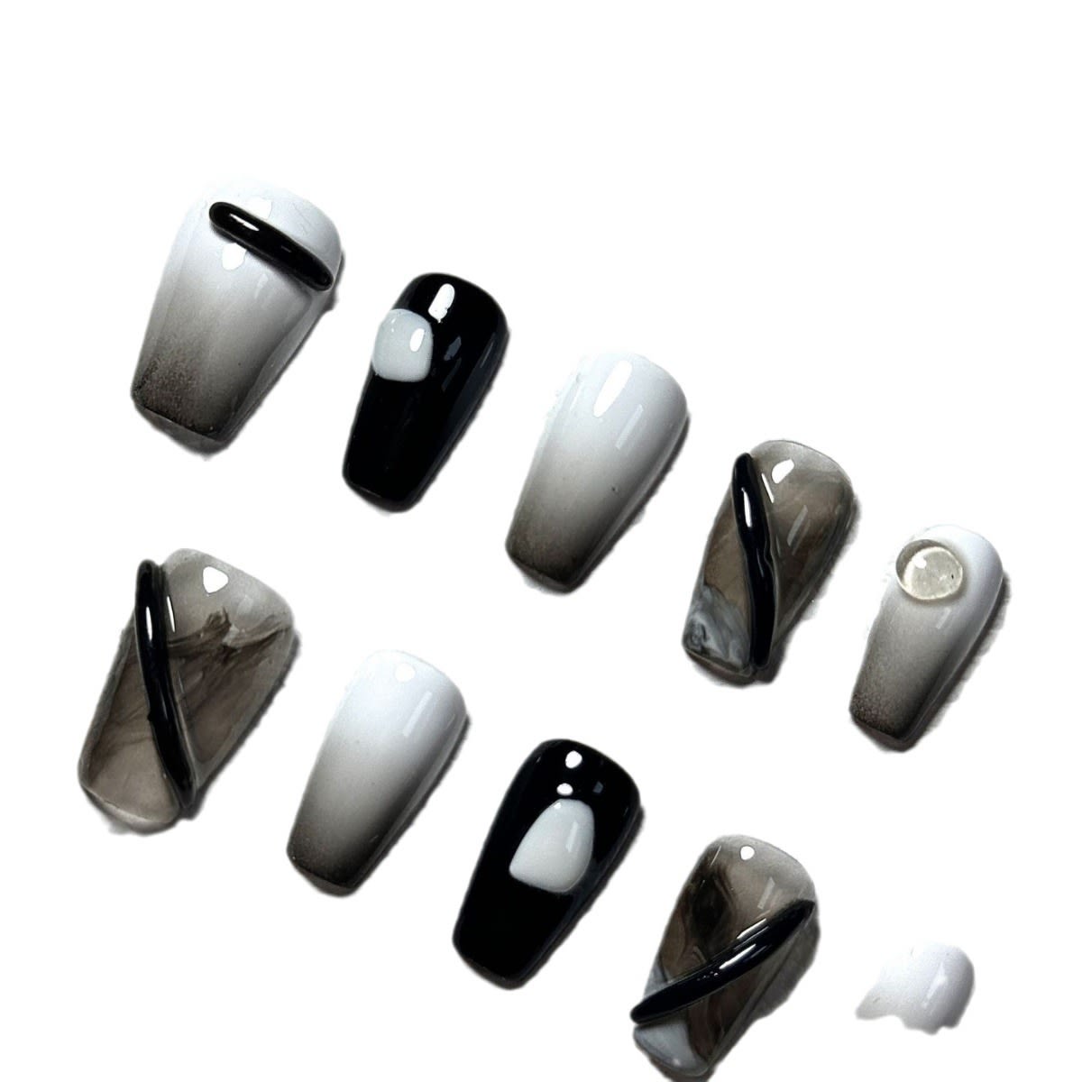 Women's Black And White Blooming T-shaped Manicure view 3