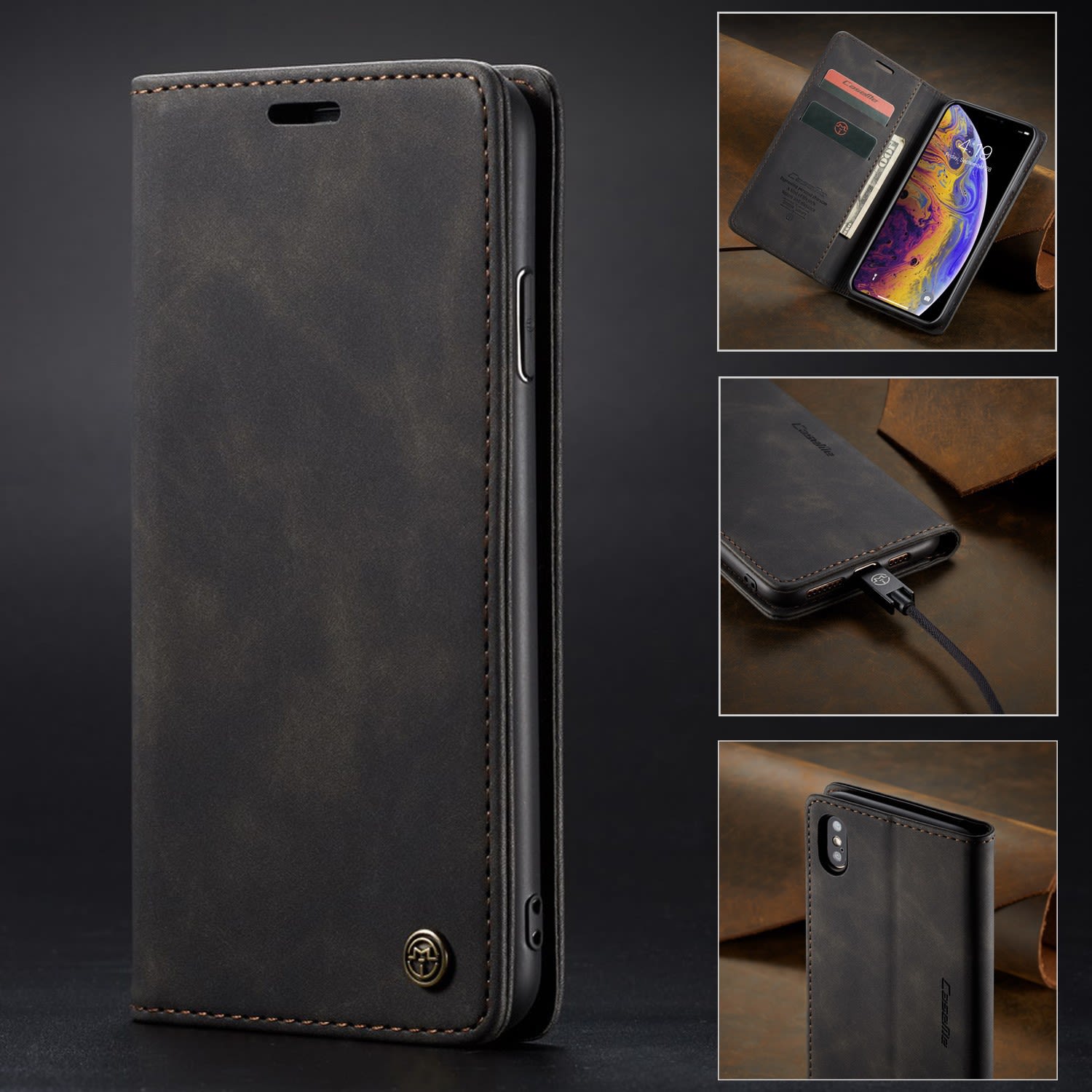 Multifunctional Leather Magnetic Phone Case Card Flip Protective Cover view 6