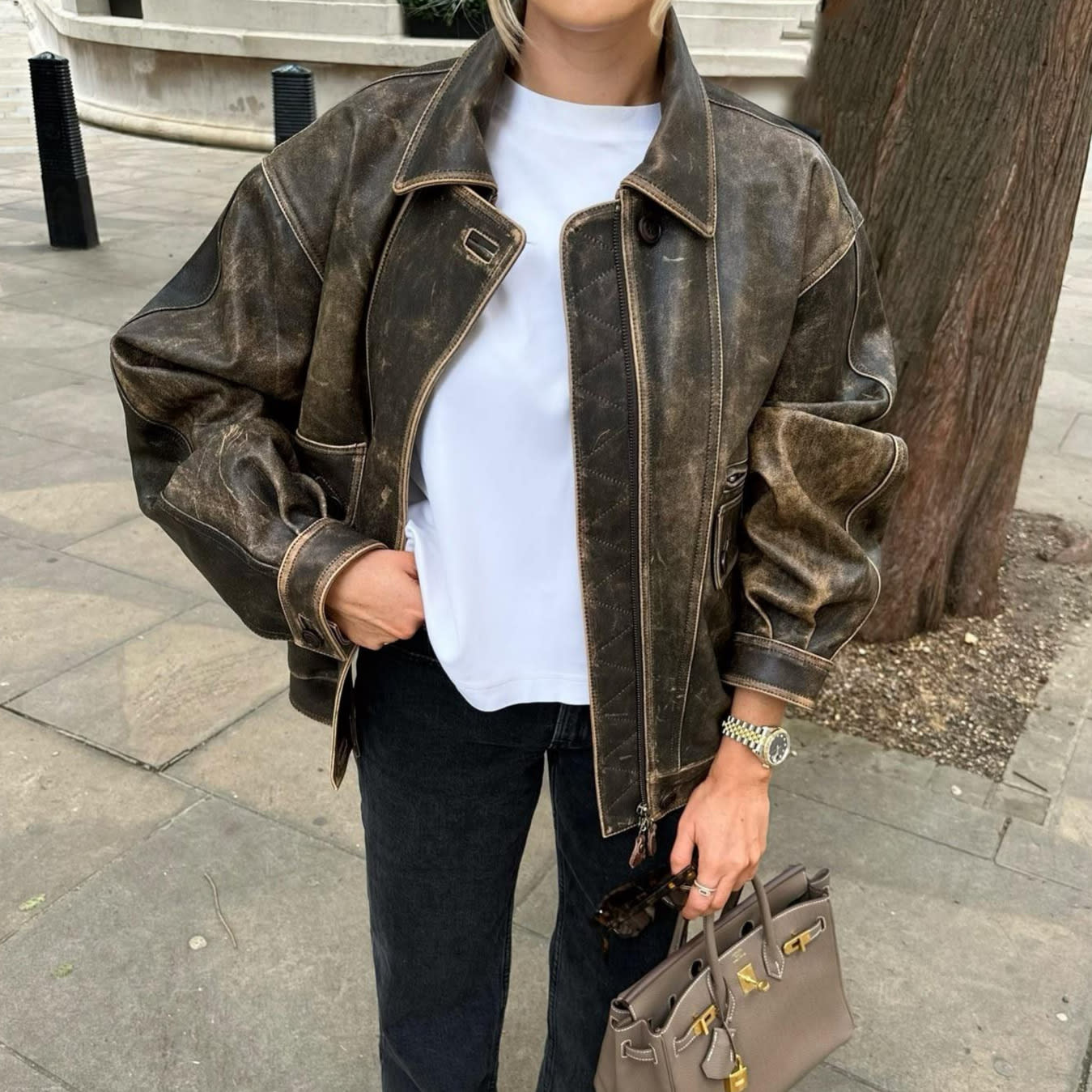 Jacket Coat Retro Washed Brushed Brown Distressed view 5