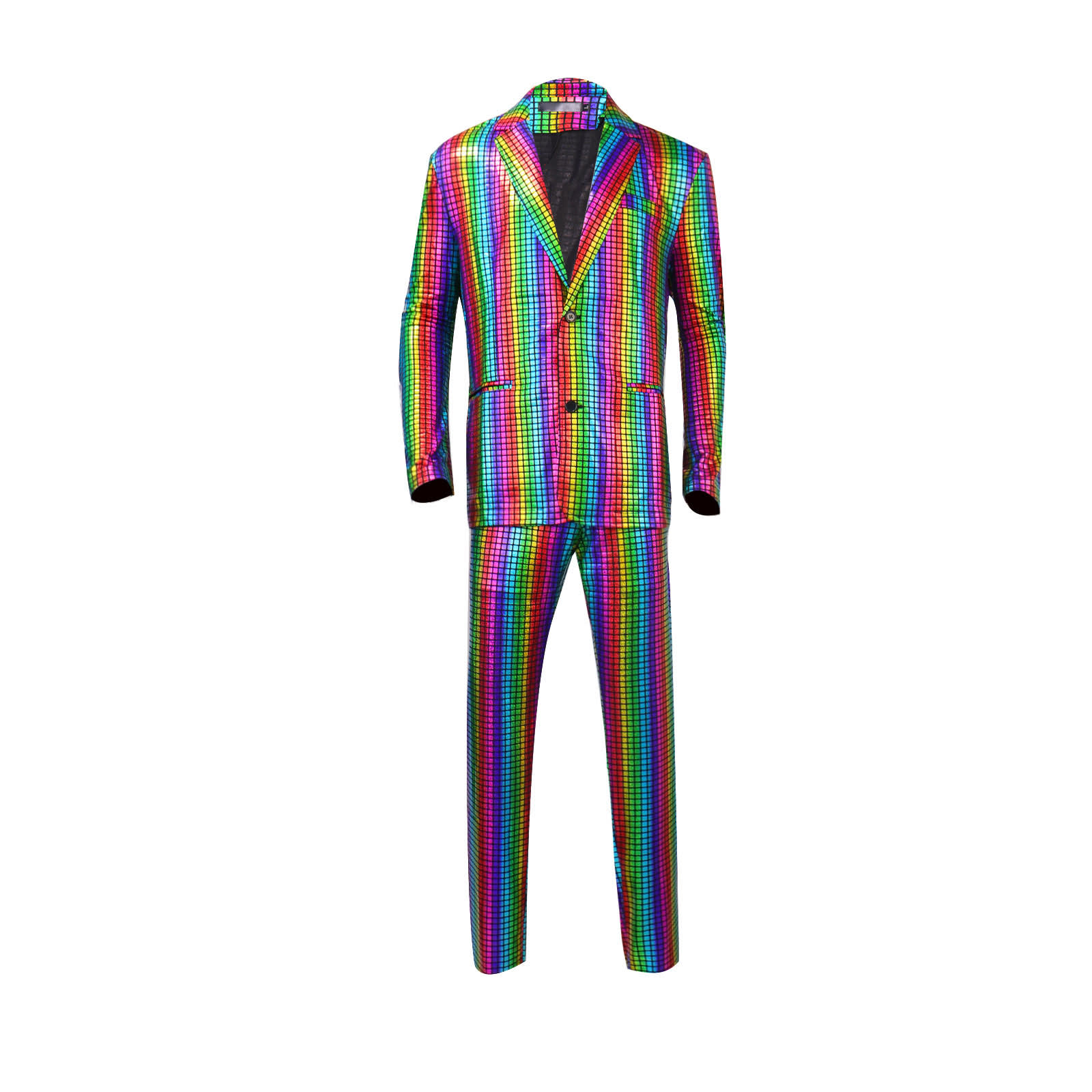 Rainbow Plaid Gilding Craft Stage Cool Performance Shiny Suit view 11