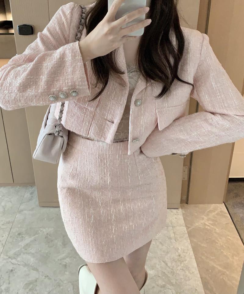 Socialite Style Tweed Long Sleeve Suit Ladies view 5