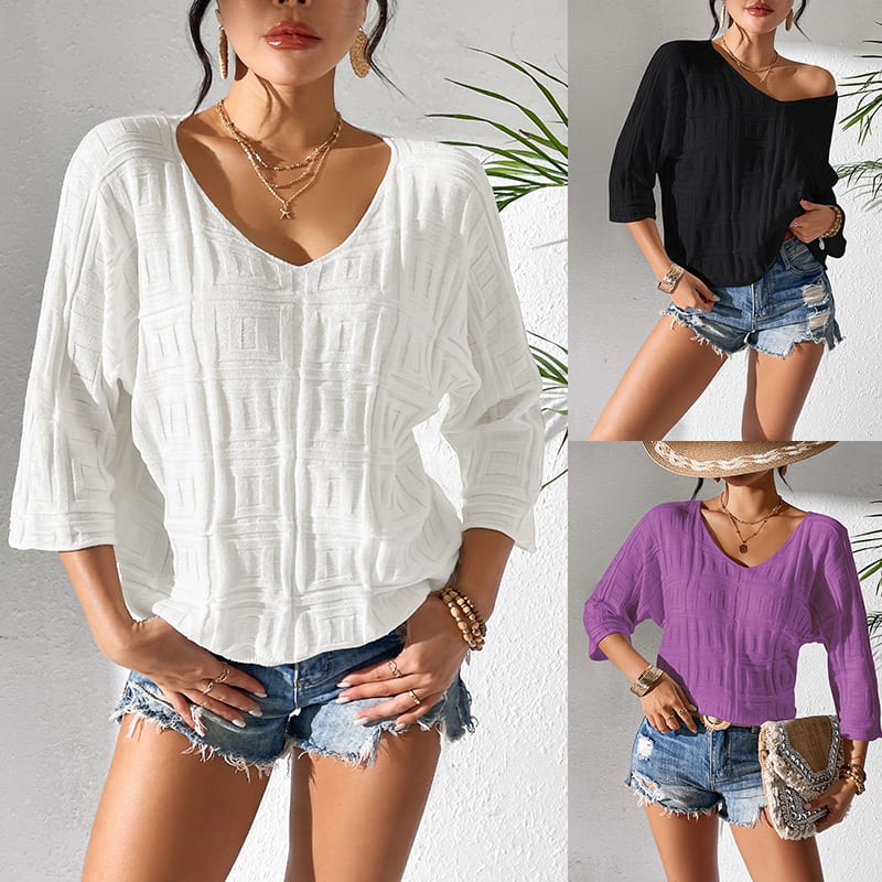 Solid Color Sweater Simple Loose Casual Top view 5
