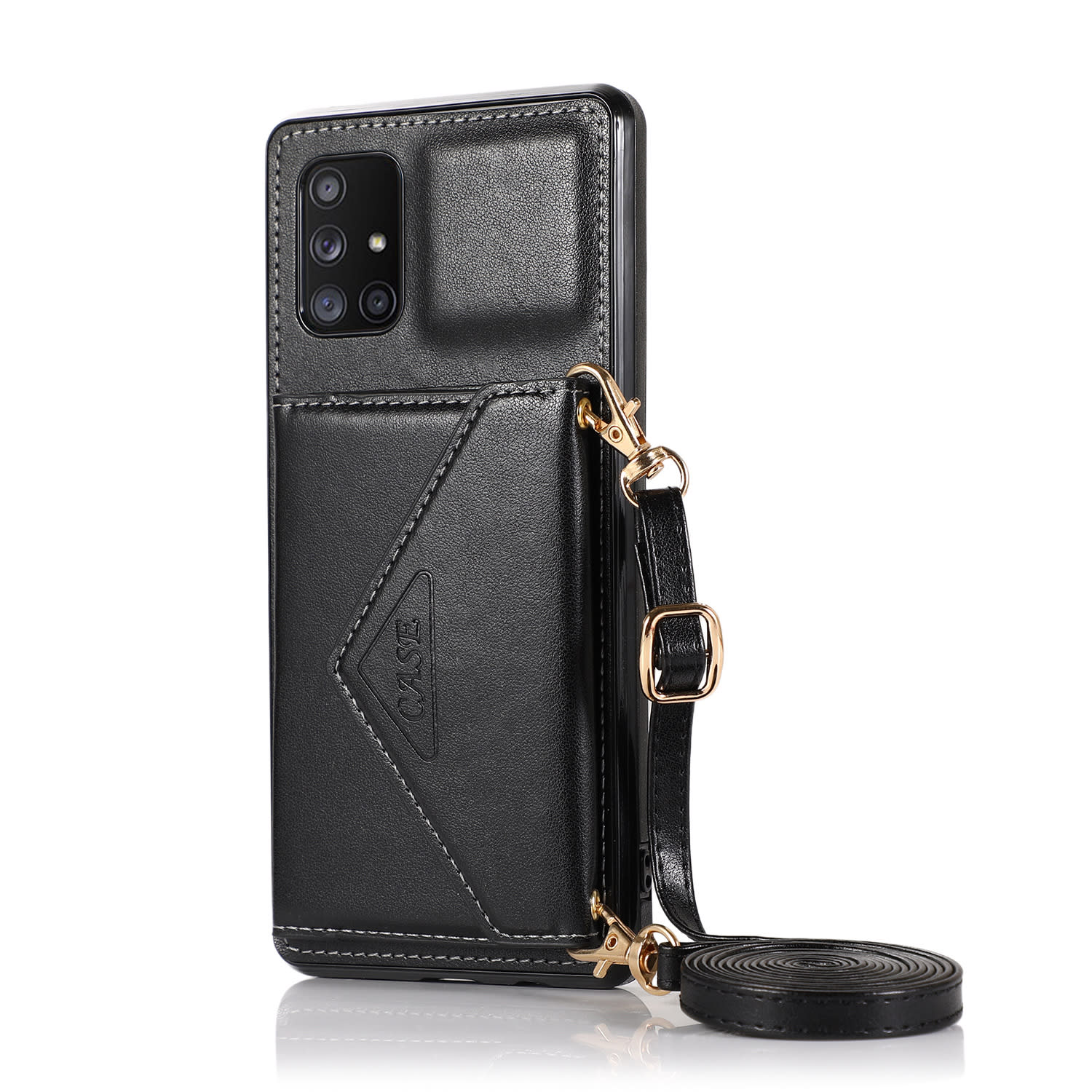 Triangle Slope Over One Shoulder Mobile Phone Multi-function Cover Wallet Card Leather Case