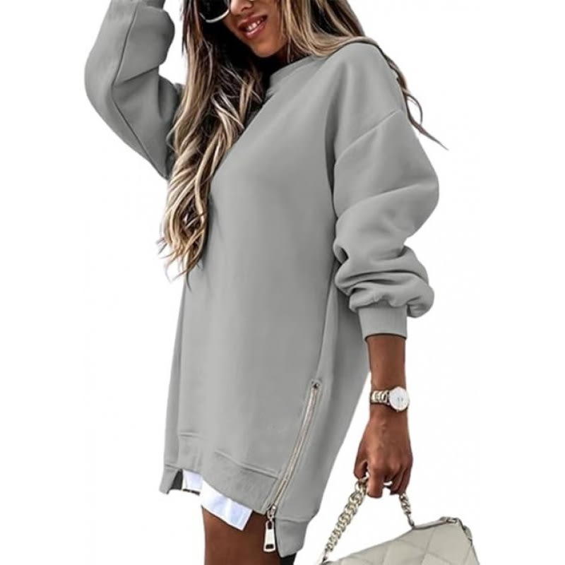 Fall Winter Fashion Stitching Side Zipper Design Pullover Sweater For Women view 3