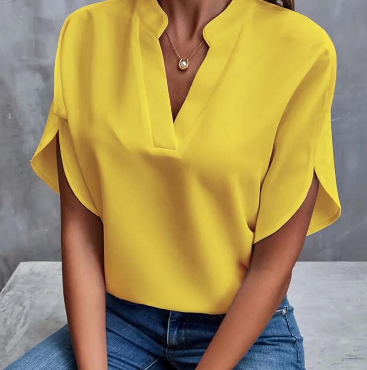 Summer Short-sleeved Chiffon Shirt New V-neck Shirt Women's Casual Versatile Clothing view 5