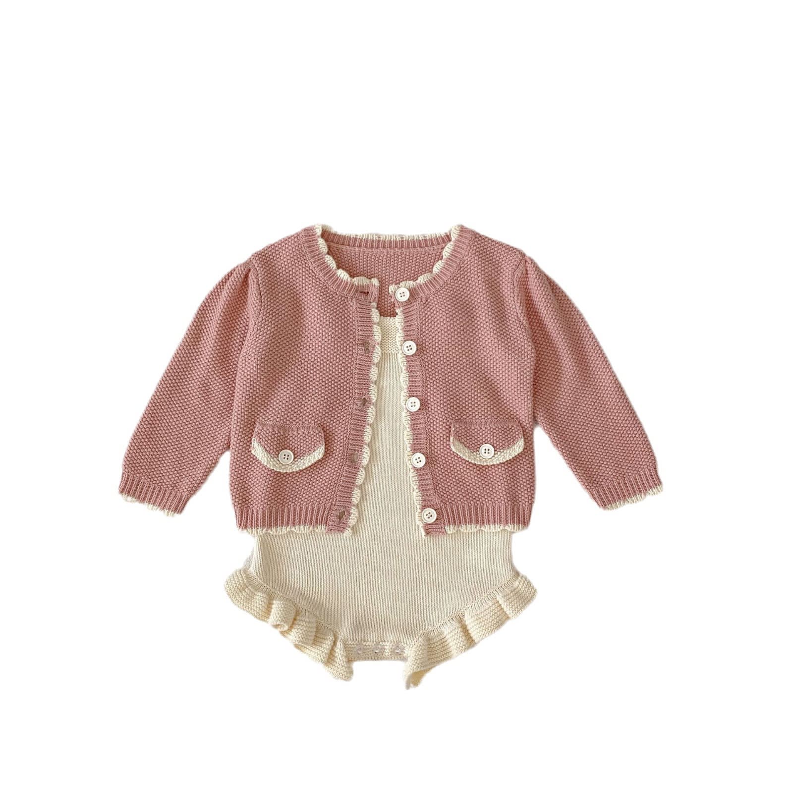 Wave Lock Sweet Coat Wooden Ear Solid Color Romper view 4