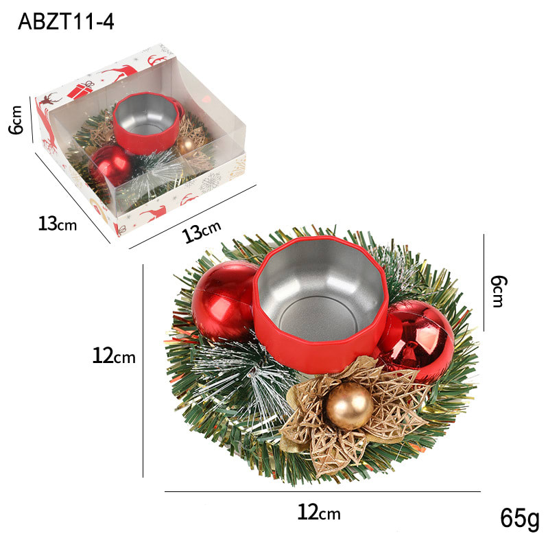 Christmas Candle Metals Candlestick Wreath Artificial Pinball Pinecone Candle Holder Fake Leaves Xmas New Year Home Table Decor view 3