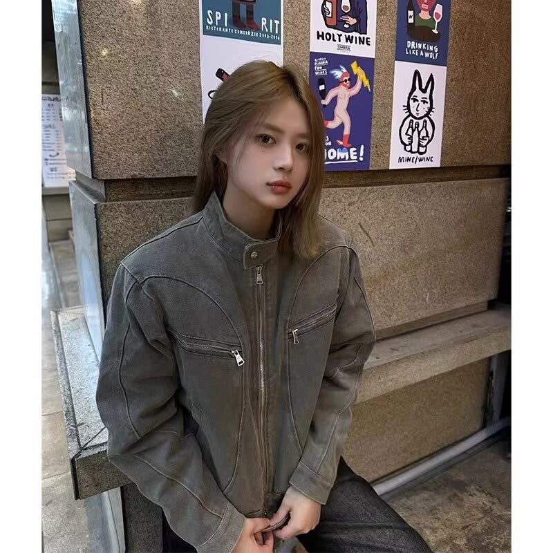 American Retro Washed Short Denim Coat view 3