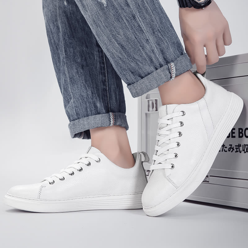 Spring Low-cut Genuine Leather Top Layer Cowhide Flat Retro Sneaker view 2
