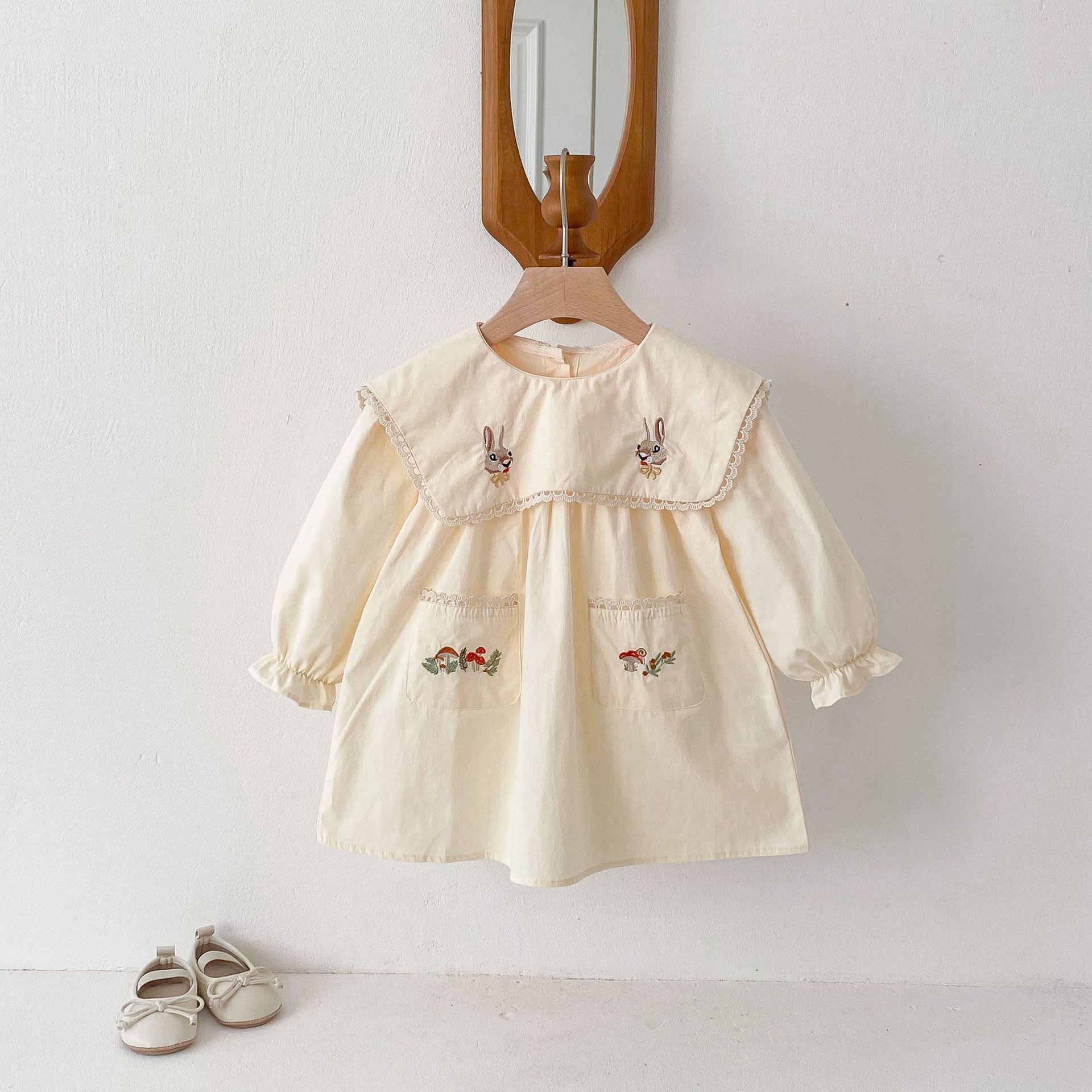 Cartoon Rabbit Embroidery Korean Girls Dress view 2