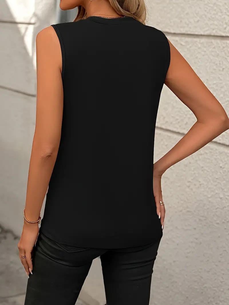 Summer Women's Solid Color Round Neck Sleeveless Loose T-shirt Shirt Vest view 18