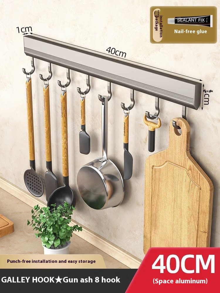 Factory Supply Kitchen Hook Rack Punch-free Wall-mounted Rack Aerospace Aluminum view 10