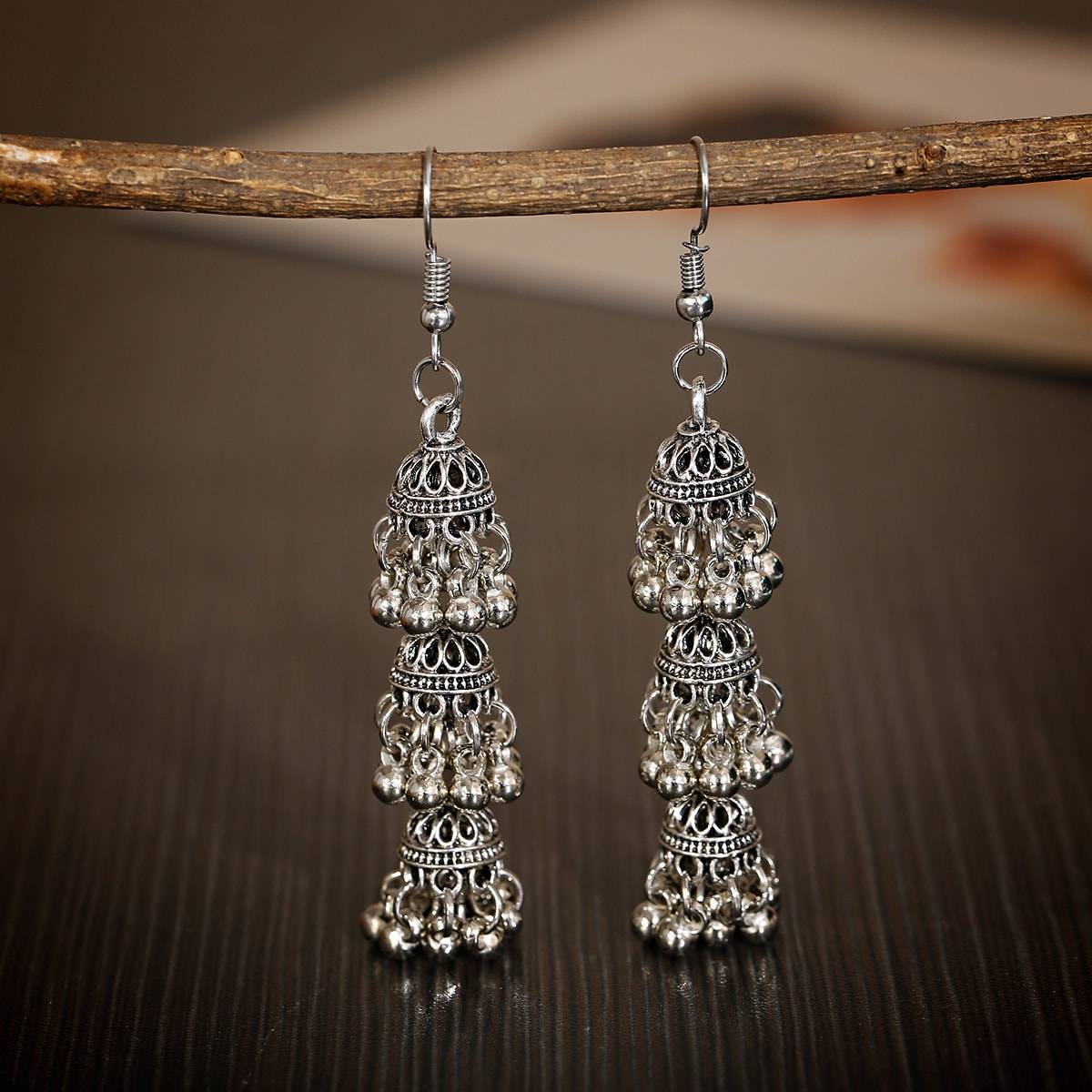 Fashion Retro Bell Tassel Indonesian Ethnic Style Multi-layer Earrings view 5