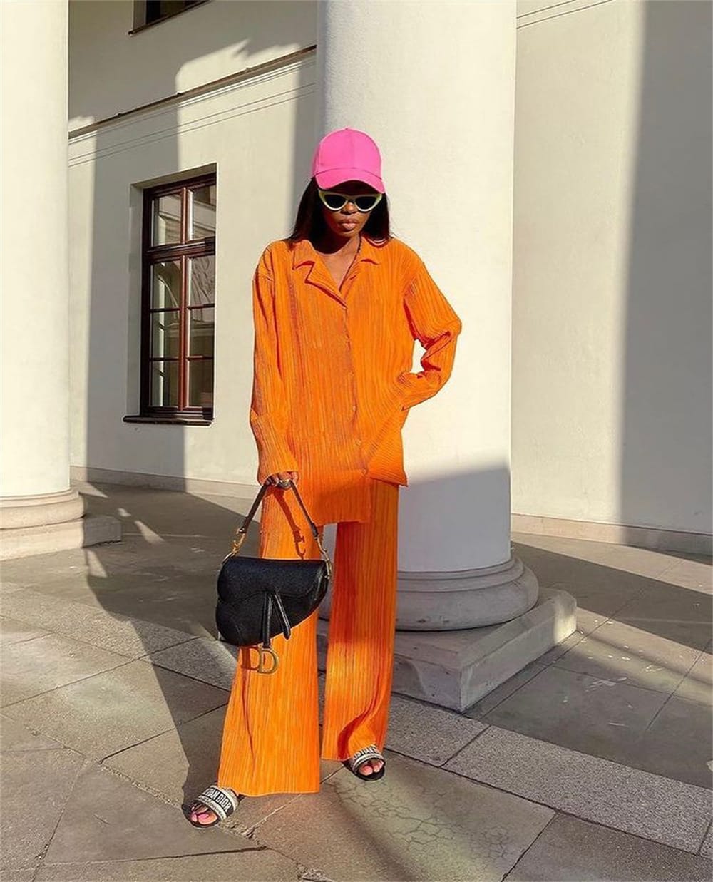 Pleated Design Shirt Outfit Straight-leg Trousers Loose Drooping Two-piece Set view 13