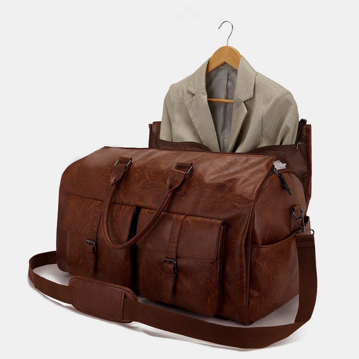 Travel Convenient Portable Garment Bag PU Leather Luggage Bag view 6