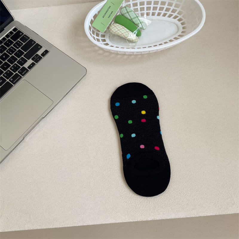 Women's Colored Polka Dot Cotton Low Cut Socks view 8