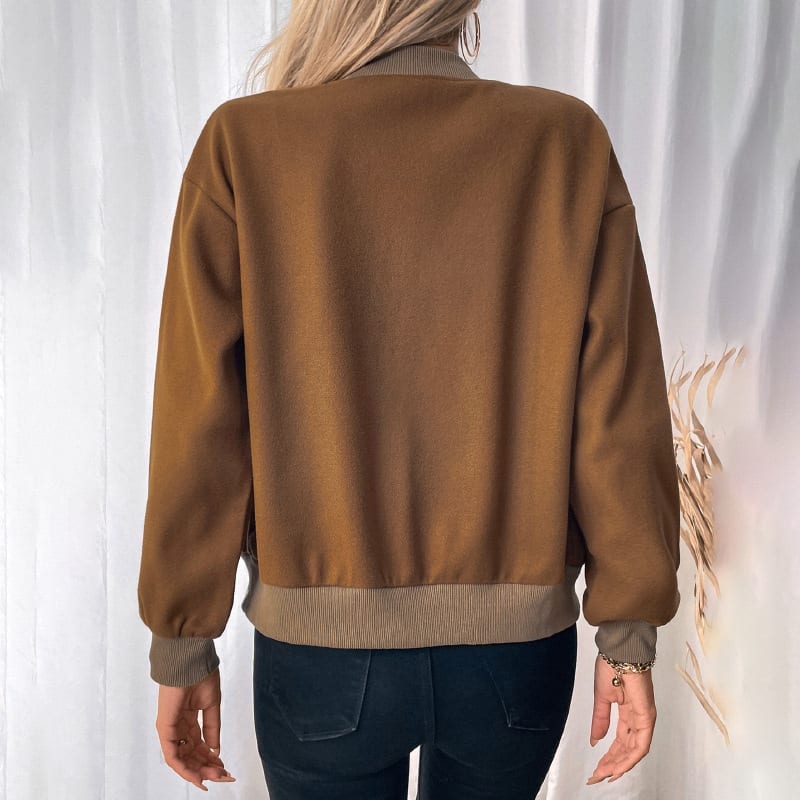 Women's Pocket Single-breasted Half-turtleneck Jacket view 3