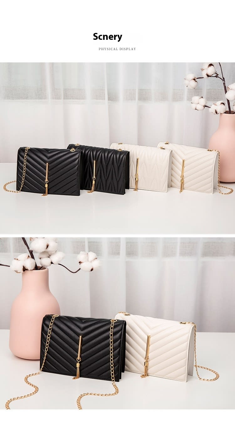 Women's Crossbody Small Square Bag V Pattern Plaid Pillow Bag view 12