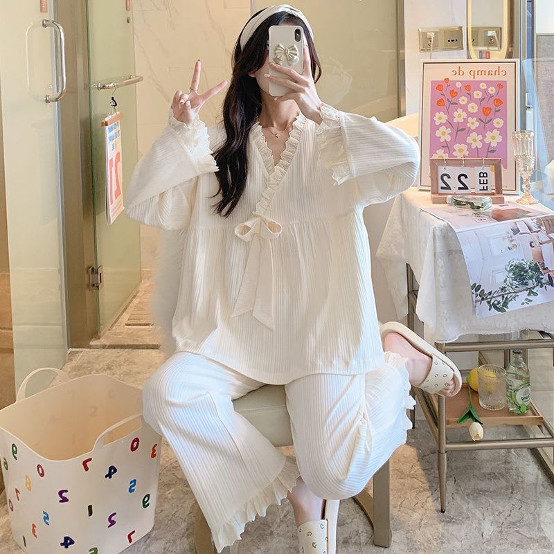 Women's Fashion Home Wear Suit Age-reducing Sweet Lace Two-piece Set view 10