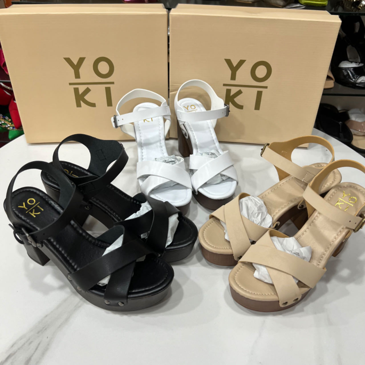 Women's Buckle Chunky Heel Open Toe Sandals view 7