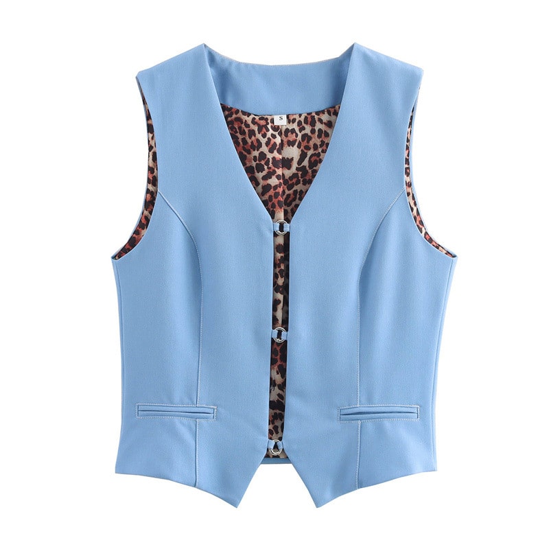 All-match Solid Color Sleeveless Stretch Denim Vest Jacket view 2