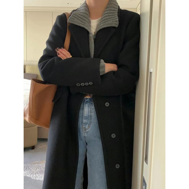 Loose Versatile Below The Knee Long Woolen Coat view 6